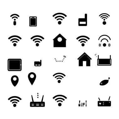 Teknoloji tasarımları için kablosuz ağ simgeleri koleksiyonu