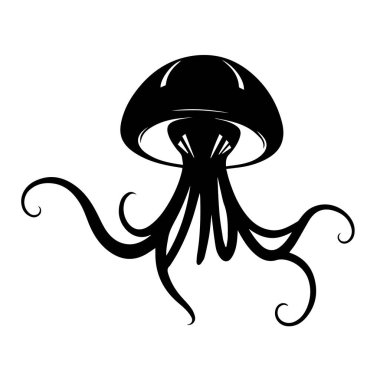 Biçimlendirilmiş siyah denizanası çizimi okyanus hayvan tasarımı