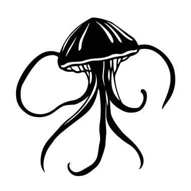 Biçimlendirilmiş siyah-beyaz denizanası çizimi