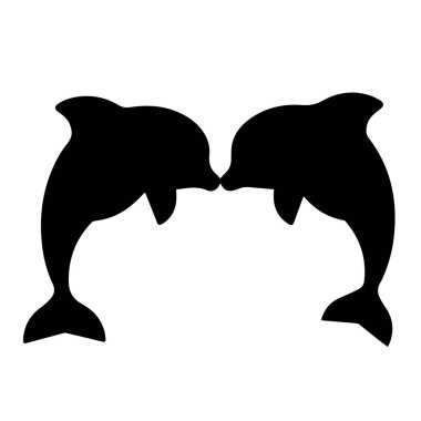 Okyanustaki vahşi yaşamı öpen iki yunus silueti