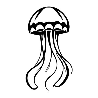 Biçimlendirilmiş siyah-beyaz denizanası çizimi