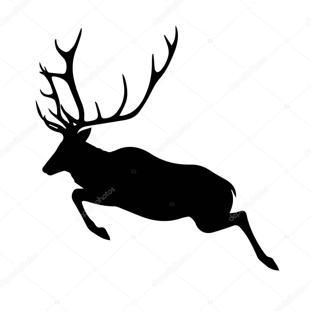Majestic stag silhouette leaping gracefully