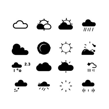 Hava simgeleri bulutlu güneş yağmuru kar sıcaklığını ayarlıyor