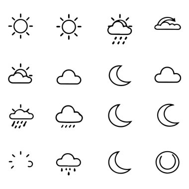 Basit hava simgeleri güneş bulutu yağmuru ayarlar