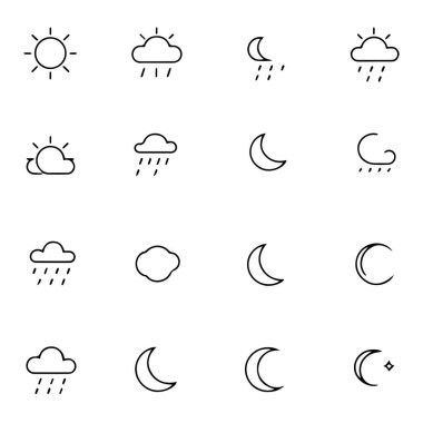 Basit hava ve ay faz çizgisi simgeleri ayarlandı