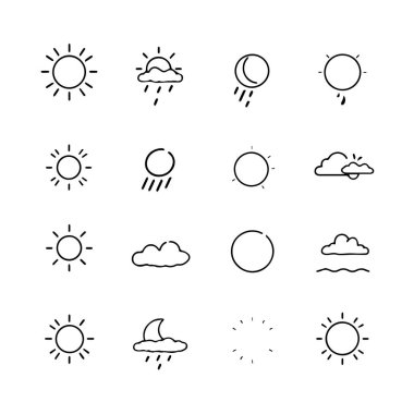 Basit hava ikonları Güneş 'in yağmur bulutlarını oluşturur