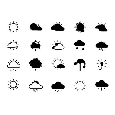 Hava ikonlarının toplanması güneş bulutları kar yağışıweather forecast