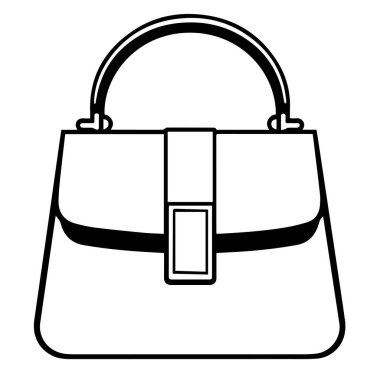 Klasik bir el çantasının basit siyah beyaz çizimi