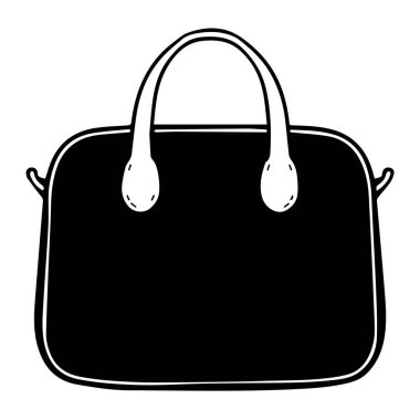 Bir kadının el çantasının basit siyah beyaz çizimi