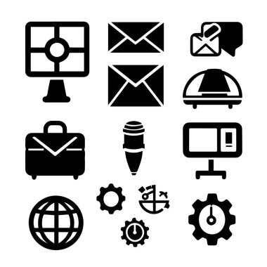 Web sitesi ve uygulama tasarımı için siyah kabartma simgeleri koleksiyonu