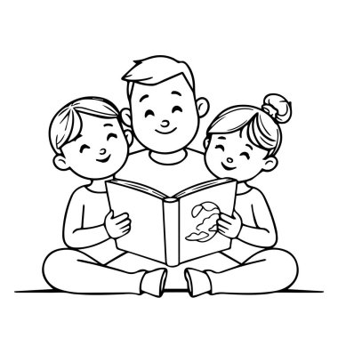 Birlikte mutlu aile kitapları okuyoruz.