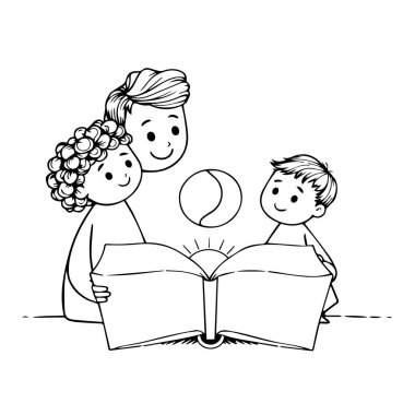 Birlikte mutlu aile kitapları okuyoruz.