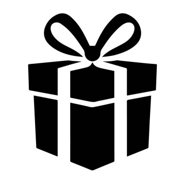 Hediyeler için fiyonklu basit siyah hediye kutusu simgesi