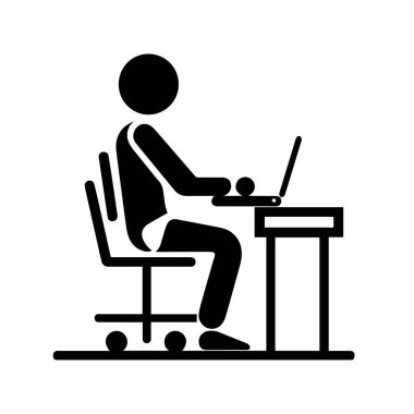 Masada dizüstü bilgisayarda çalışan kişinin basit bir resmi.