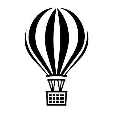 Dikey Çizgilerle Çarpıcı Sıcak Hava Balonu Çizimi ve Siluet ile Örülmüş Basket