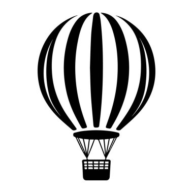 Siyah ve Beyaz Sıcak Hava Balonu Görünümü Siluet Tarzı Silüeti Basit ama zarif ateşli