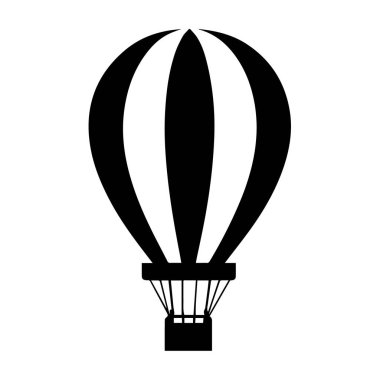 Vurucu Siyah ve Beyaz Sıcak Hava Balonu Görüntü Kalın Çizgili ve Sepet Silueti Bu resim