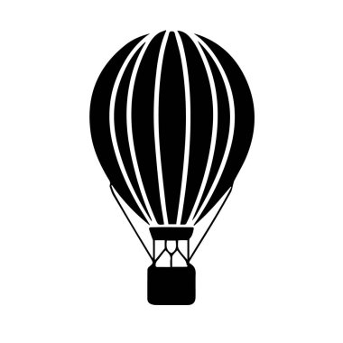 Vurucu Siyah ve Beyaz Sıcak Hava Balonu Siluet Biçiminde Grafiksel Görüntü Bu resim sıcak