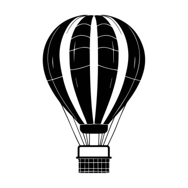 Vurucu Sıcak Hava Balonu Tasarımı Bir Gondola ve Siluet Biçimli Siluet Şeklinde Bir Desenli Zarf