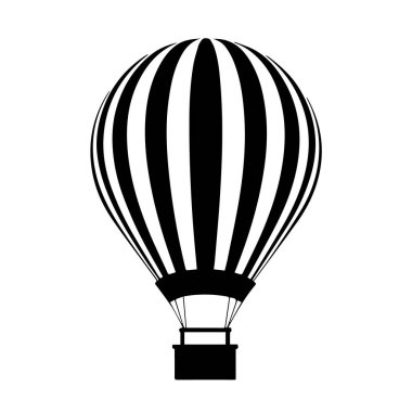 Dikey çizgilerle Sıcak Hava Balonu Kalın Siyah Siluet ile klasik sıcak hava balonu