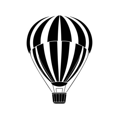 Siyah ve Beyaz siluetle çizgili çarpıcı sıcak hava balonu sade ama zarif sıcak hava