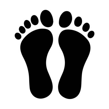 Beyaz Arkaplan siluetinde Siyah Siluet 'te gözüken Bir çift insan ayak izi İki ayak izi