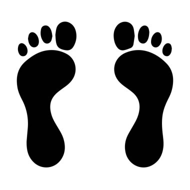 Beyaz bir arkaplan siluetinde Siyah Siluet ile yan yana iki ayak izi Bu resim
