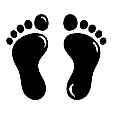 Beyaz Arkaplanda Siyah Siluette Bir çift Ayak İzi İnsan Anatomisi ve Hareket Silüeti İki