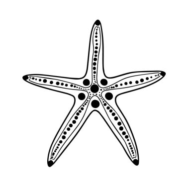 Beyaz Arkaplan Minimalist Görüntü Üzerine Siyah Noktalar ve Özet Çizimleriyle Detaylı Denizyıldızı ResimleriName