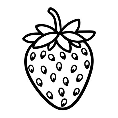 Beyaz Arkaplan siluetinde izole edilmiş Tohum ve Yapraklarla Basit Çilek Özeti basit çilek özeti sunuldu