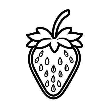 Beyaz Arkaplan siluetinde izole edilmiş Tohum ve Yapraklarla Basit Çilek Özeti basit çilek özeti sunuldu