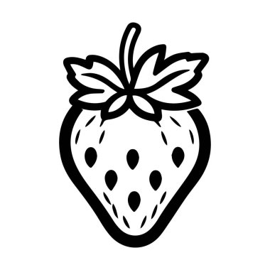 Tohum ve Siluet ile Siyah ve Beyaz Çilek İllüstrasyonu Basit, cesur bir illüstrasyon çilek silueti