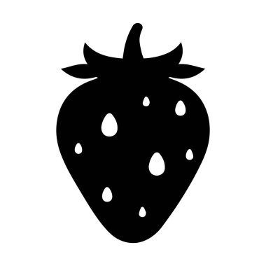 Siyah Siluet Biçimli Beyaz Noktalı Basit ve Zarif Çilek Resimleri Beyaz Arkaplan Siluetinde
