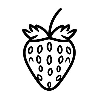 Siyah ve beyaz siluette Tohum ve Kök içeren basit Çilek Özeti basit çilek illüstrasyon silüeti