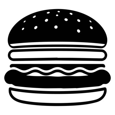 Susam Tohumlu Lezzetli Burger ve Siyah Siluette İyiliğin Katmanları Basit Siyah Beyaz