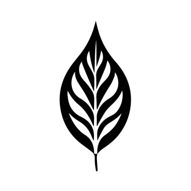 Siyah ve Beyaz Minimalist Siluet Tarzı Minimalist Yaprak Tasarımı ile Zarif Yaprak Damarı Tasarımı