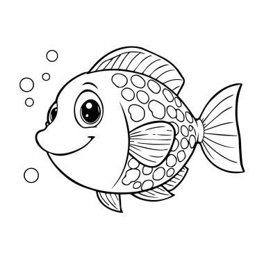 Renkli Kitap Sayfası ya da Çizgi Roman silueti için Kabarcıklı Balık Çizgi Filmi