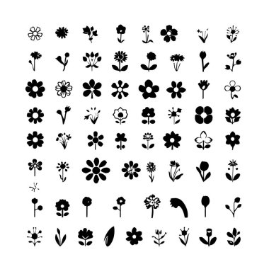 Çeşitli çiçek siluetleri koleksiyonu Yaratıcı Tasarım silueti koleksiyonu için bir Botanik Vektör Seti