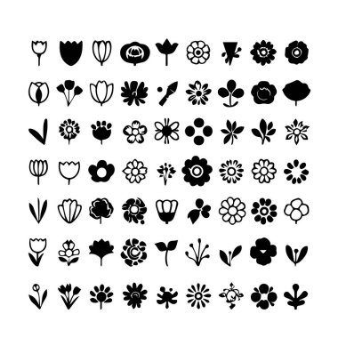 Çiçek ve Botanik Elementleri Temiz Siluet Biçimli Bir Şebeke Deseninde