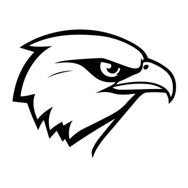 Saldırgan kartal baş silueti beyaz arka planda izole edildi