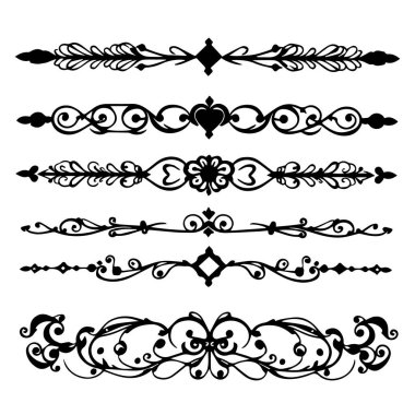 Beyaz arkaplanda beş dekoratif bölme silueti izole edildi