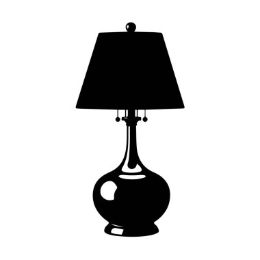 Beyaz arkaplanda izole edilmiş zarif masa lambası silueti