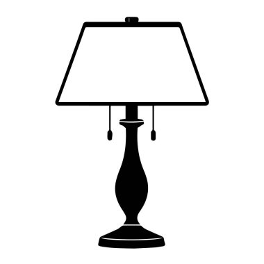 Beyaz arkaplanda izole edilmiş zarif masa lambası silueti