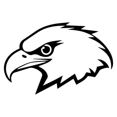 Beyaz arkaplanda kartal başlı siluet vektör çizimi izole