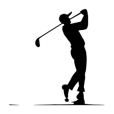 Golf sopası silueti beyaz arka planda izole edilmiş.