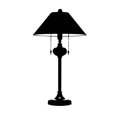 Beyaz arkaplanda izole edilmiş zarif masa lambası silueti