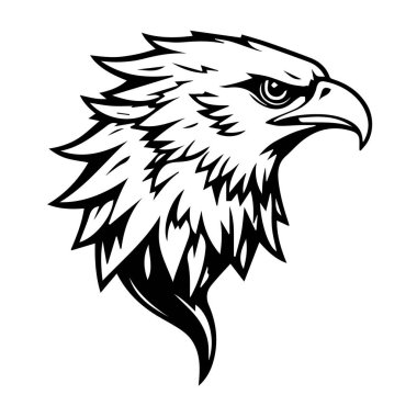 Beyaz arkaplanda kartal başlı siluet profili görünümü izole edildi
