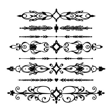 Süslü dekoratif bölücüler koleksiyonu beyaz arkaplanda izole edildi