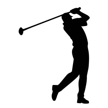 Golf sopası silueti beyaz arka planda izole edilmiş.