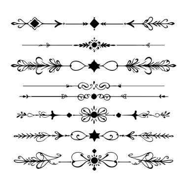 Süslü dekoratif bölücüler koleksiyonu beyaz arkaplanda izole edildi